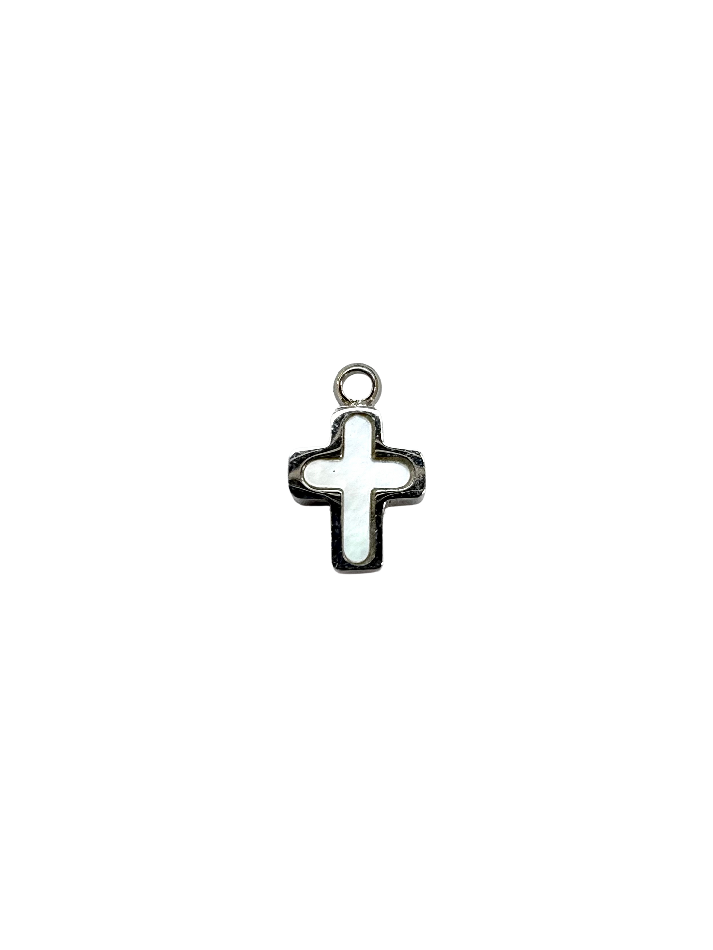 Tiny Cross Charm - Mother of Pearl