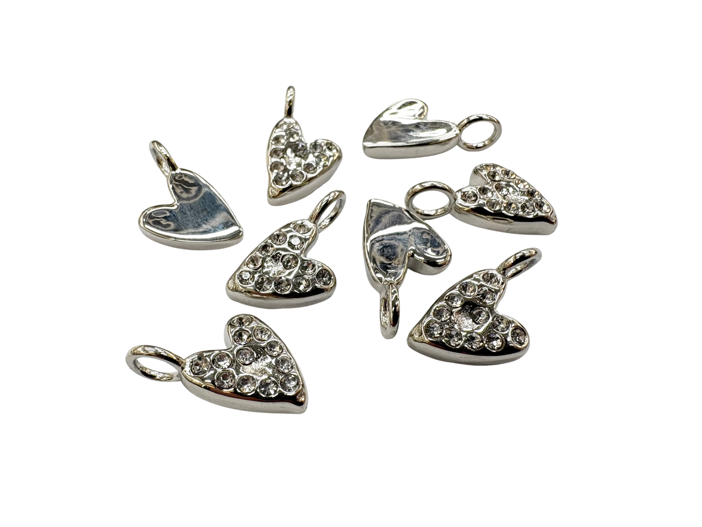 Lost Wax Style Rhinestone Heart Charm