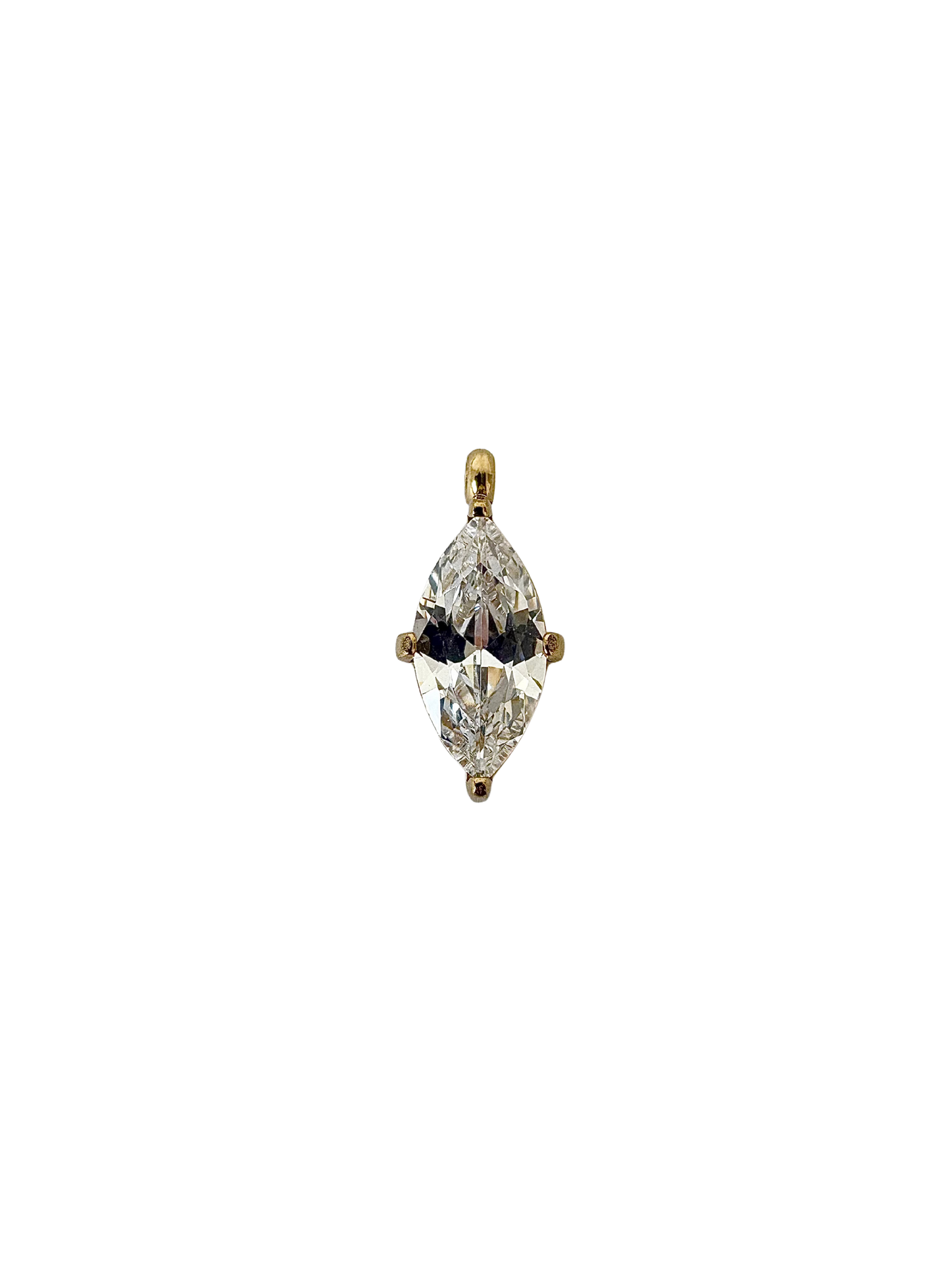 Marquise Cut Stone Charm, Prong Set - Stainless Steel PVD