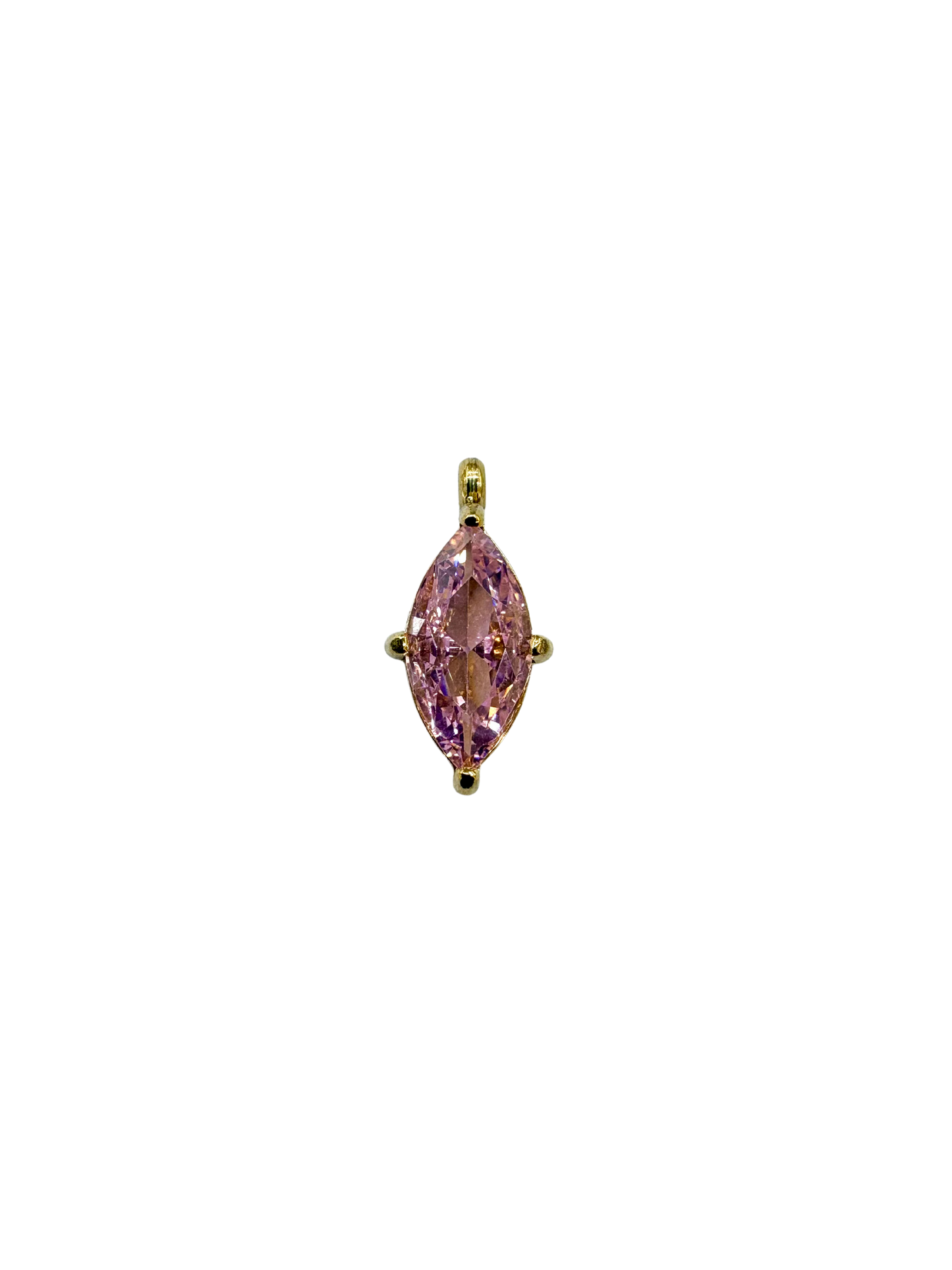 Marquise Cut Stone Charm, Prong Set - Stainless Steel PVD