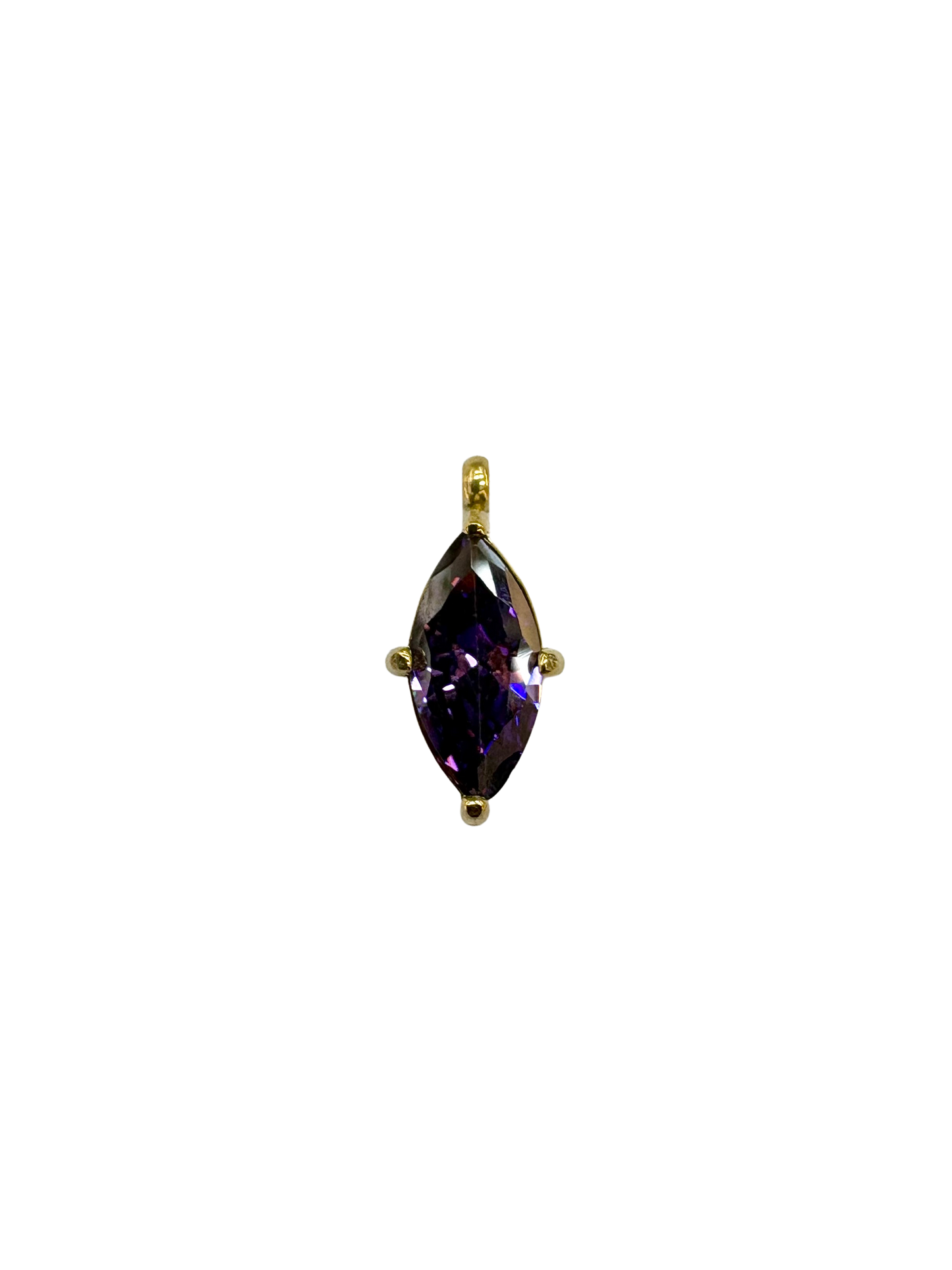 Marquise Cut Stone Charm, Prong Set - Stainless Steel PVD
