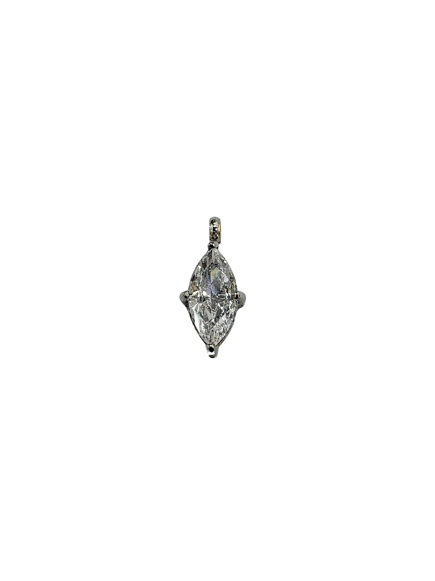 Marquise Cut Stone Charm, Prong Set - Stainless Steel PVD