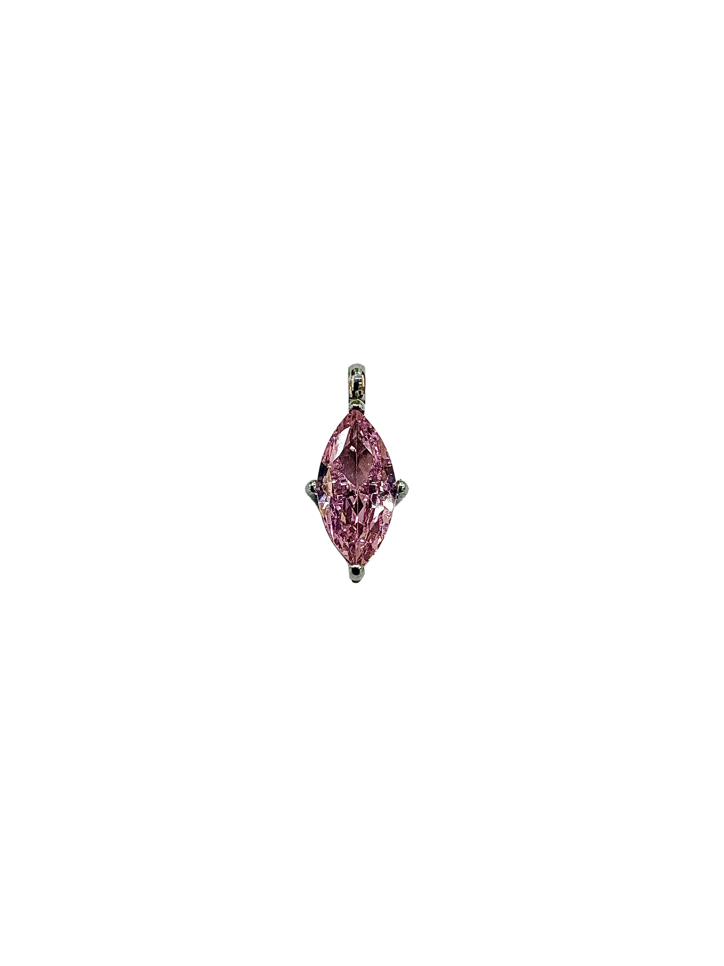 Marquise Cut Stone Charm, Prong Set - Stainless Steel PVD