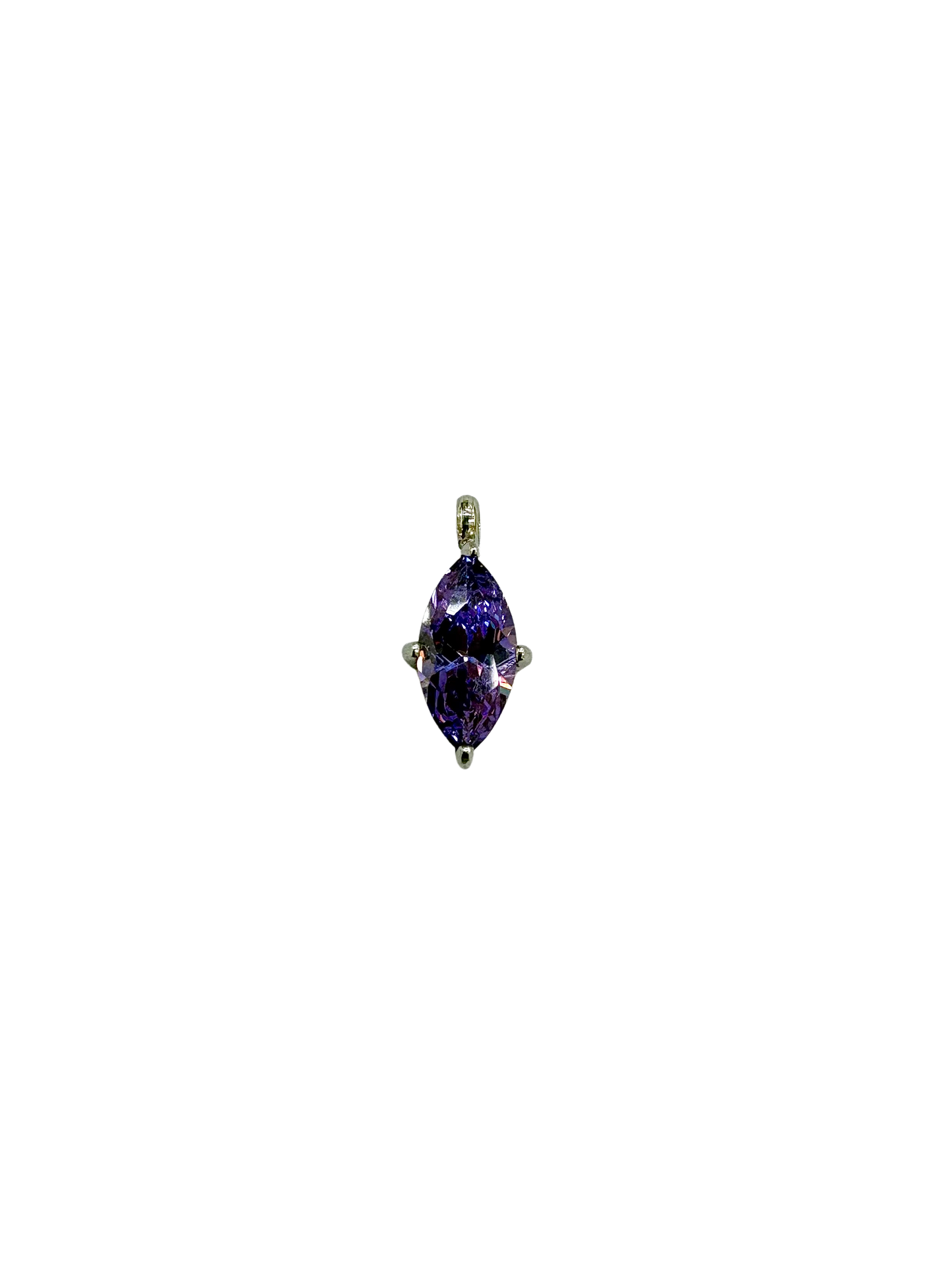 Marquise Cut Stone Charm, Prong Set - Stainless Steel PVD