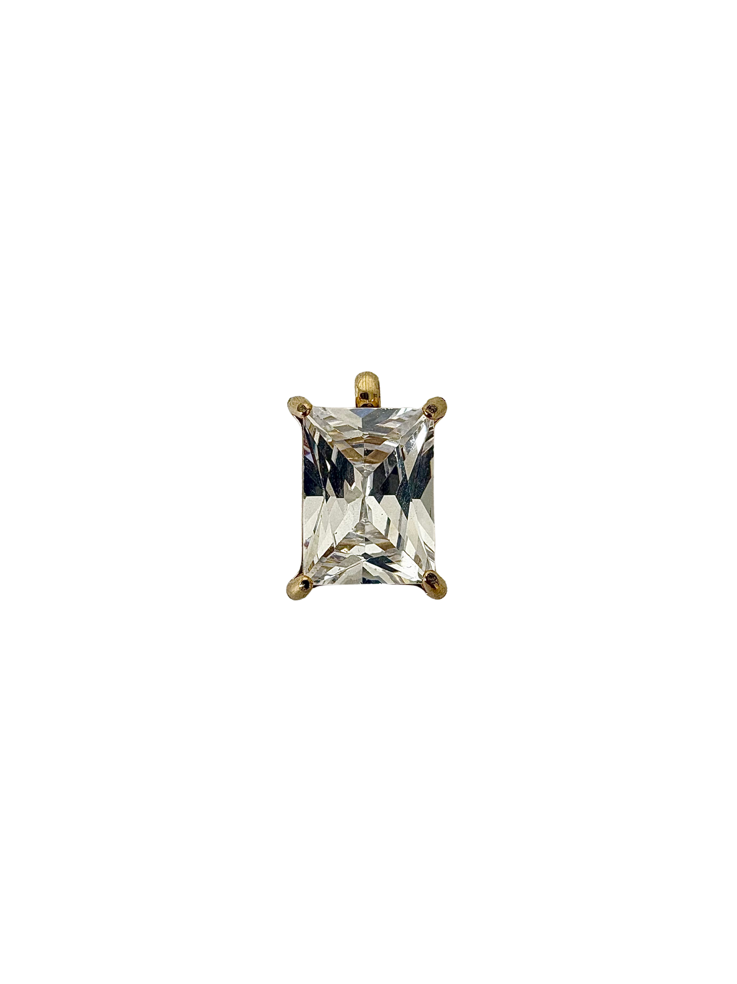 Princess Cut Stone Charm - Prong Set Stainless Steel PVD
