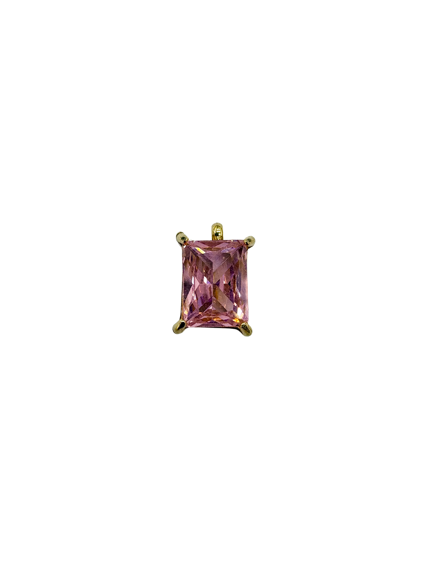 Princess Cut Stone Charm - Prong Set Stainless Steel PVD