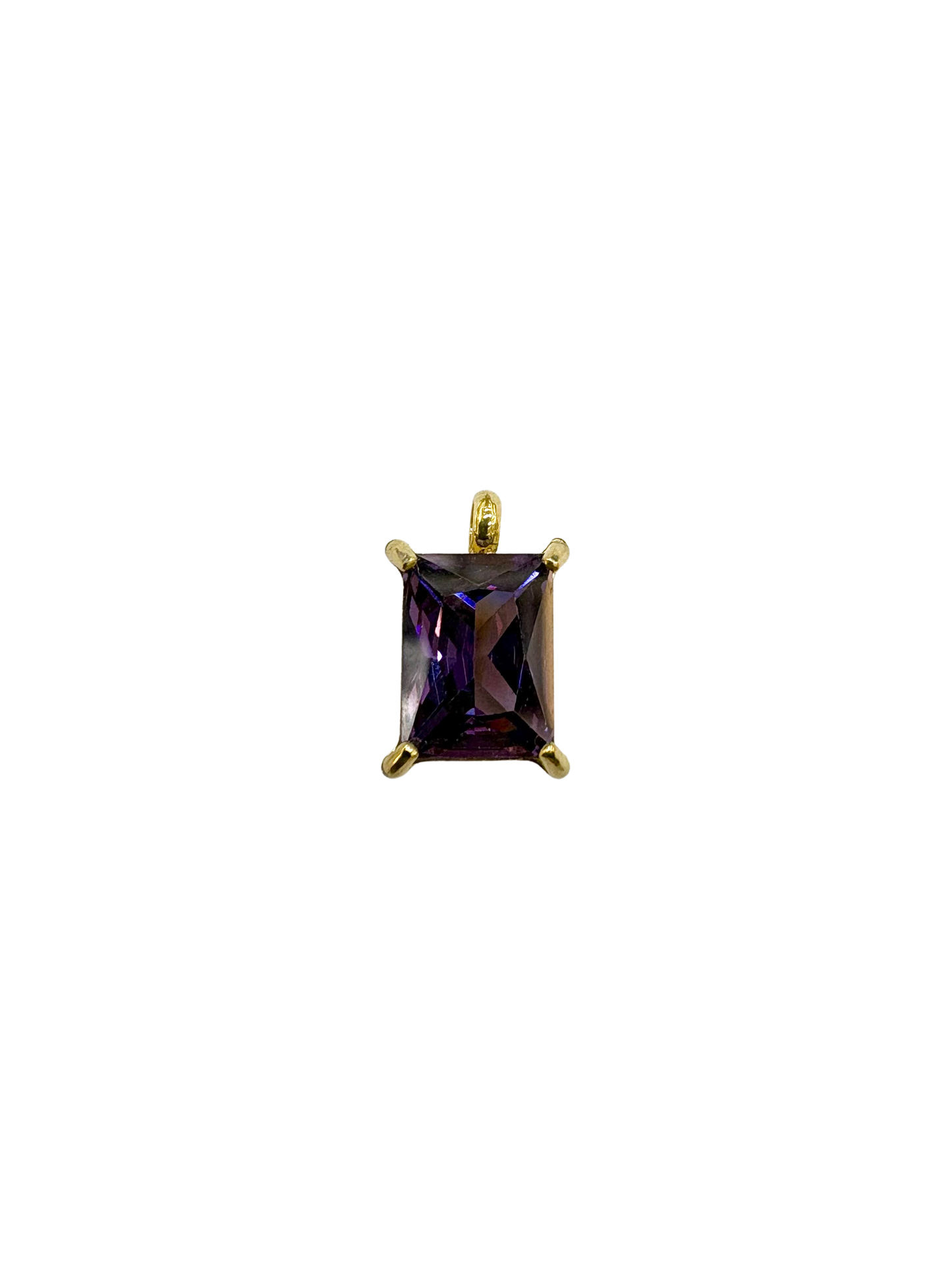 Princess Cut Stone Charm - Prong Set Stainless Steel PVD