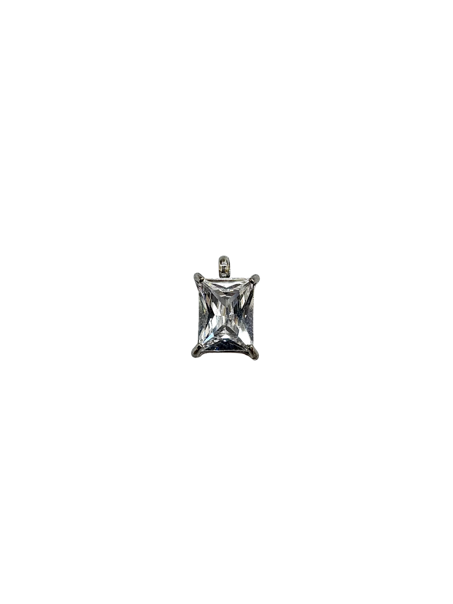 Princess Cut Stone Charm - Prong Set Stainless Steel PVD