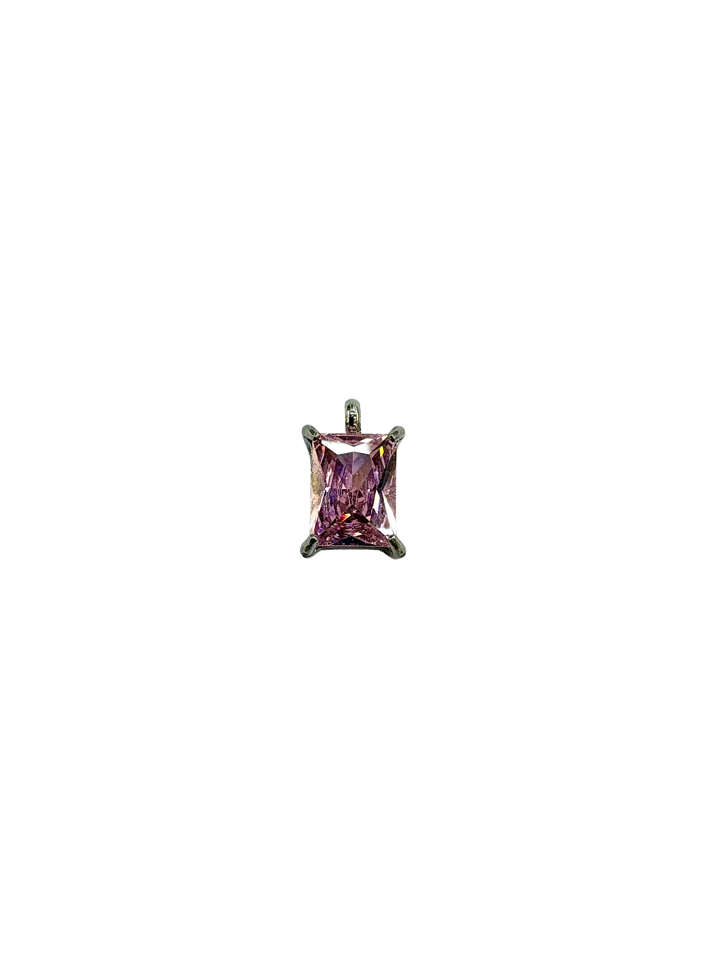 Princess Cut Stone Charm - Prong Set Stainless Steel PVD