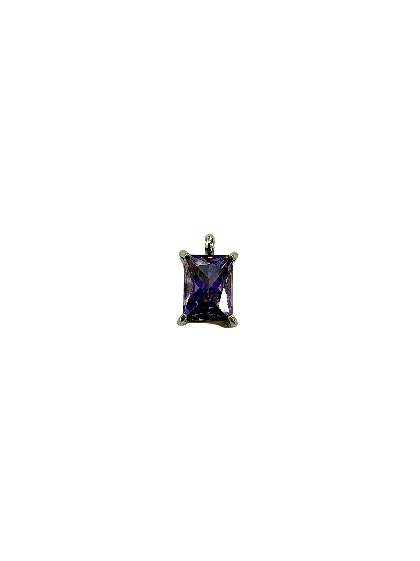 Princess Cut Stone Charm - Prong Set Stainless Steel PVD