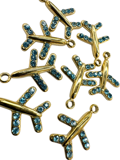 Airplane Rhinestone Charm