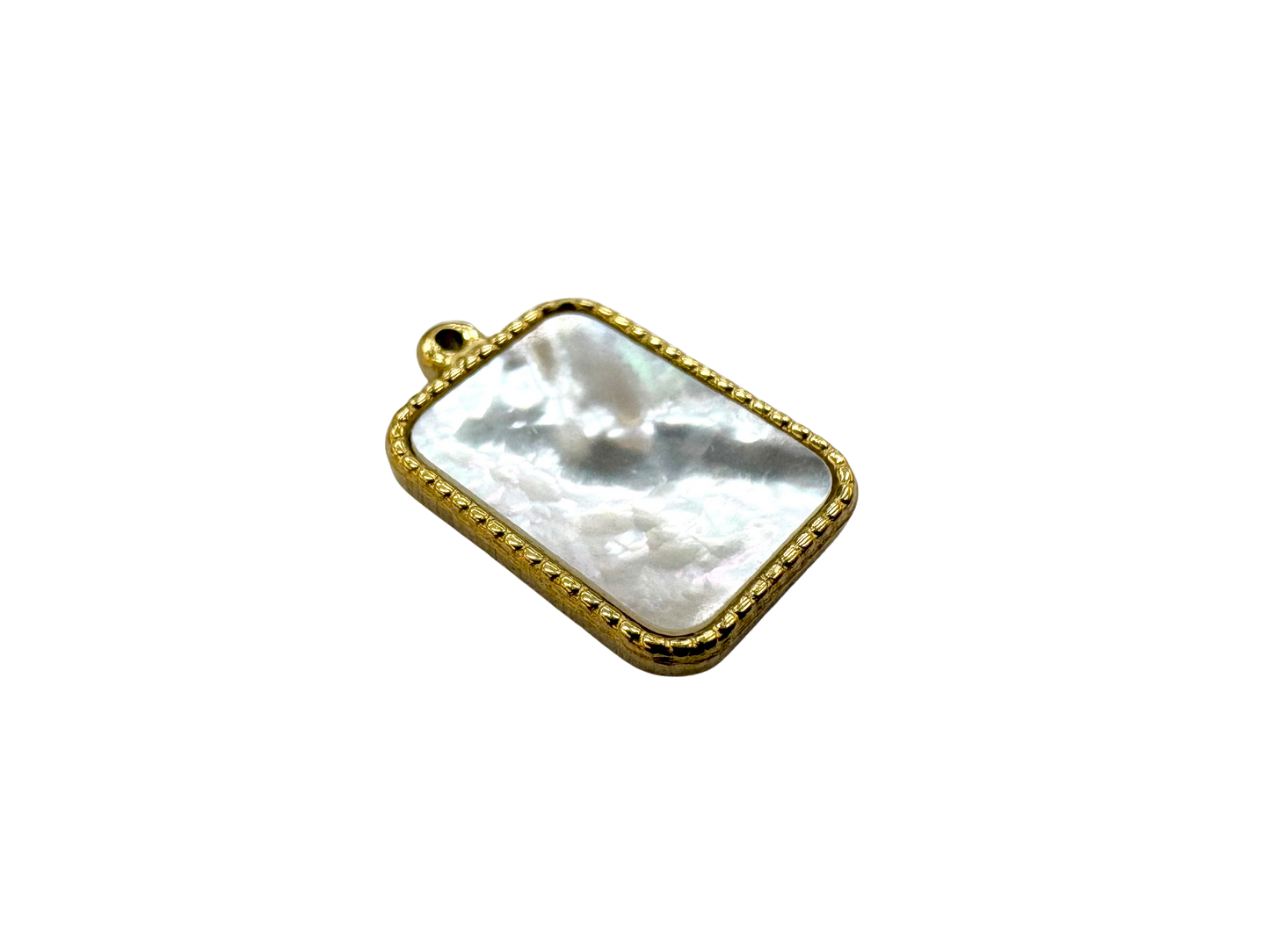 Mother of Pearl Frame Charm - Stainless Steel PVD