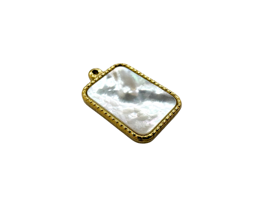 Mother of Pearl Frame Charm - Stainless Steel PVD