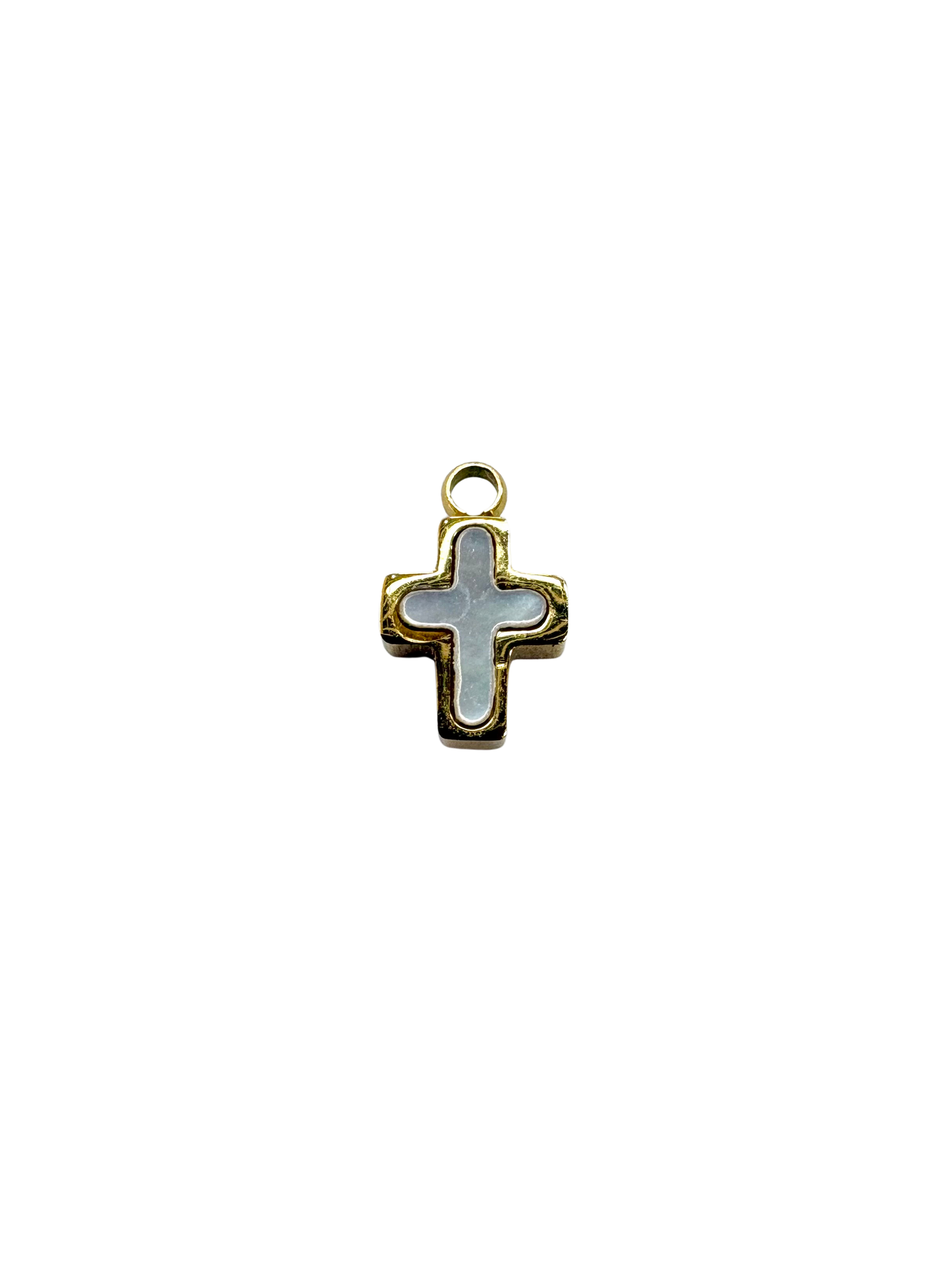Tiny Cross Charm - Mother of Pearl