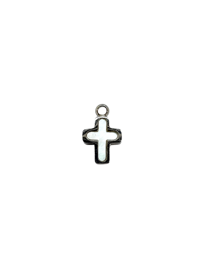 Tiny Cross Charm - Mother of Pearl