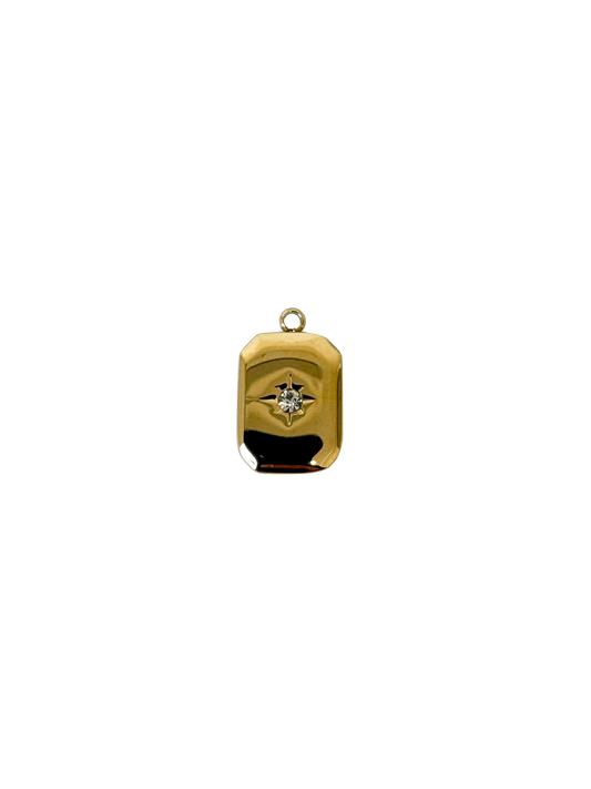 Jeweled Solid Bar Charm - Stainless Steel PVD