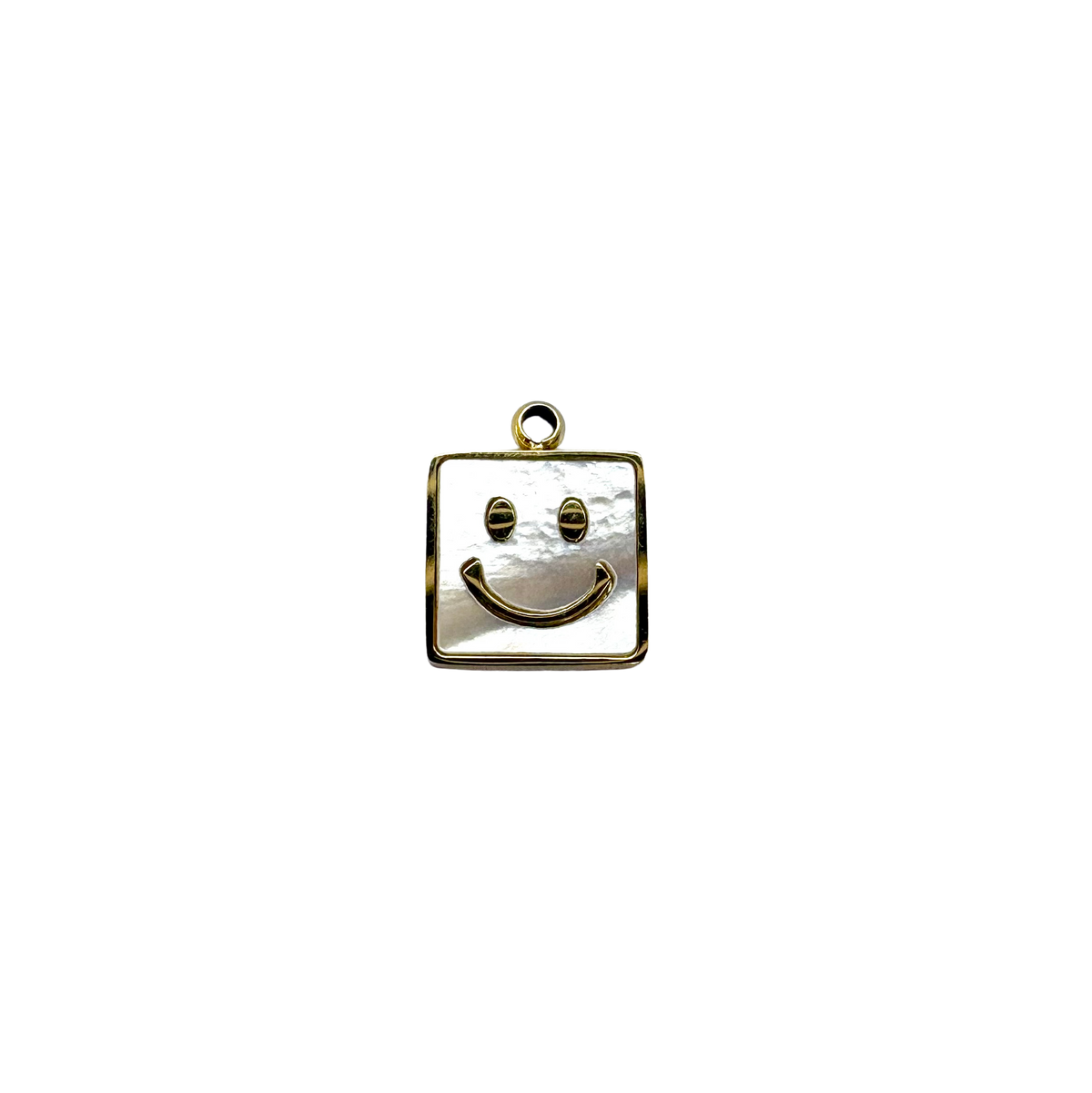 Mother of Pearl Square Smiley Charm