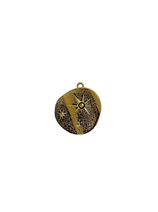 Asymetrical Star Coin Charm - Stainless Steel PVD