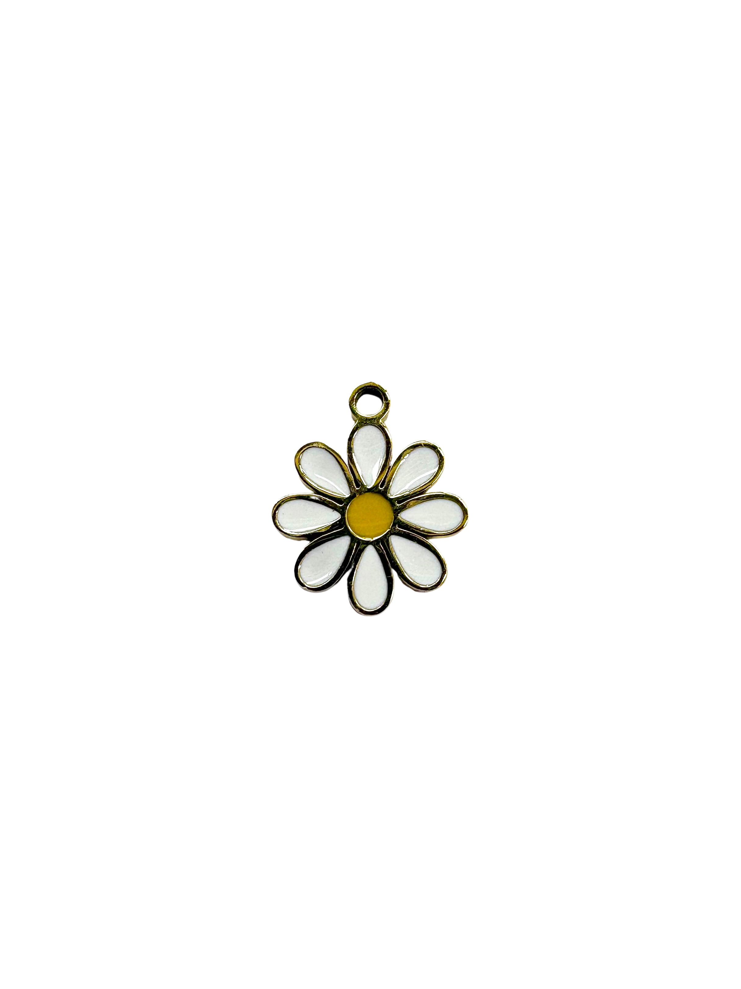 Enamel Daisy Charm - Stainless Steel PVD