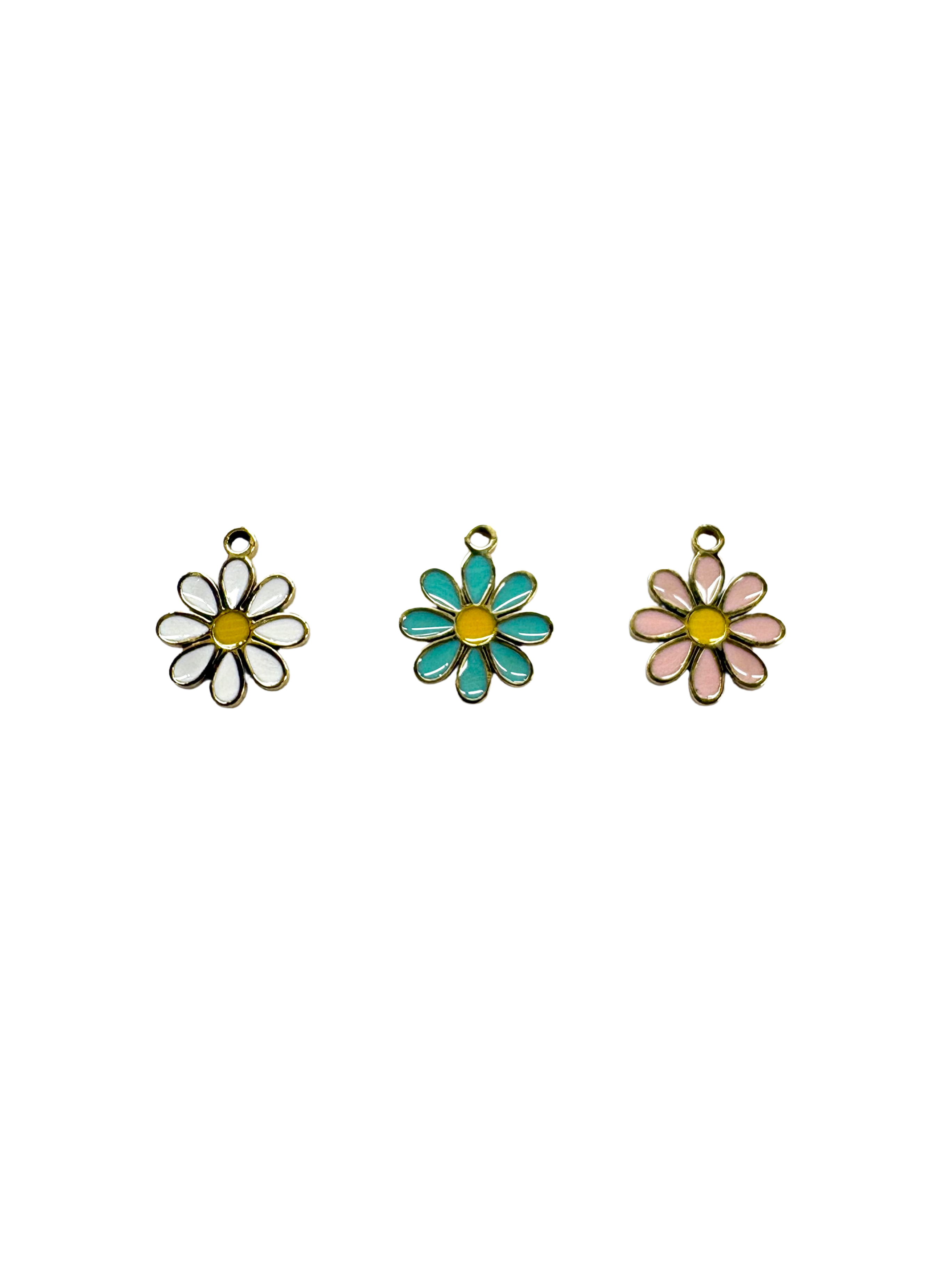 Enamel Daisy Charm - Stainless Steel PVD