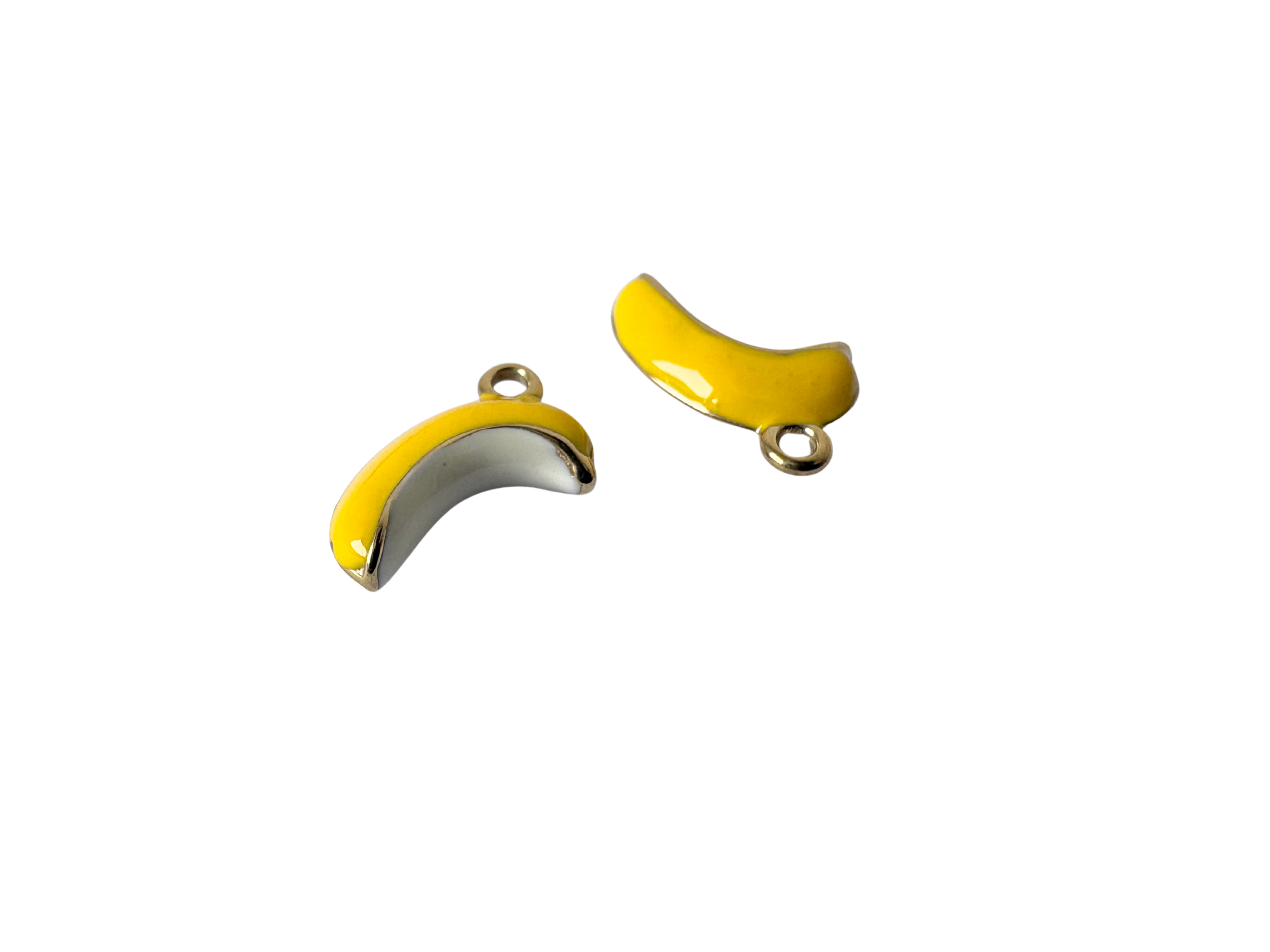 Enamel Banana Charm - Stainless Steel PVD