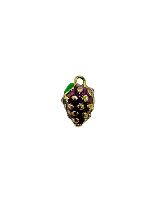 Enamel Berry Charm - Stainless Steel PVD
