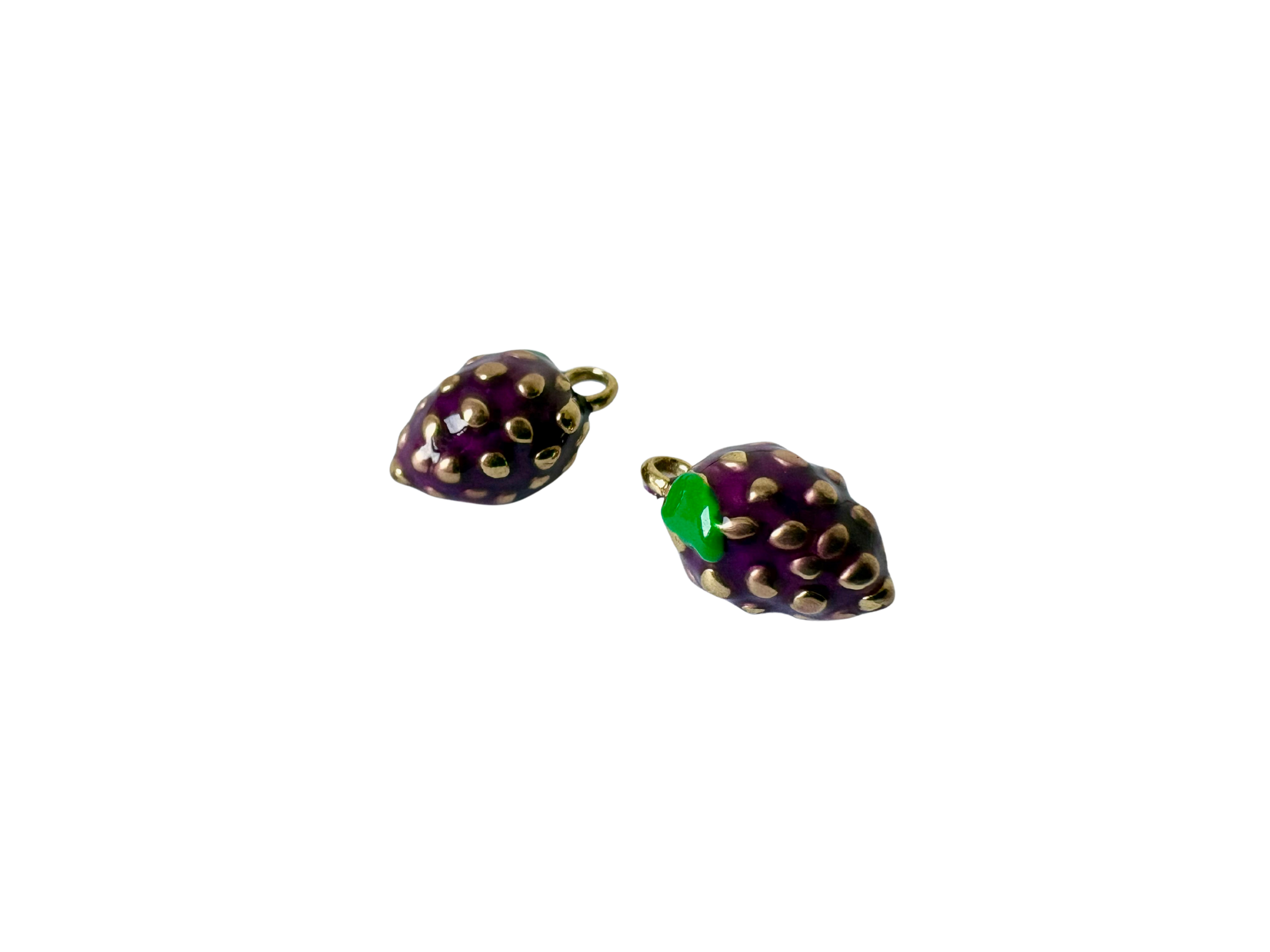 Enamel Berry Charm - Stainless Steel PVD