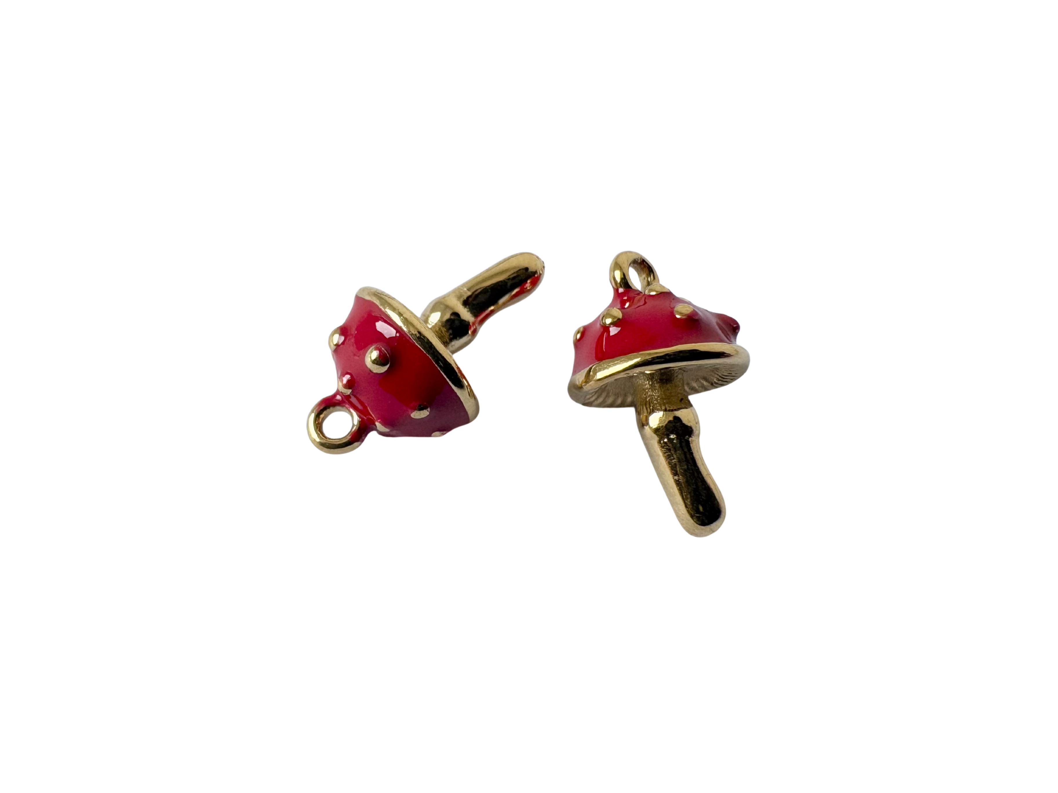 Enamel Mushroom Charm - Stainless Steel PVD