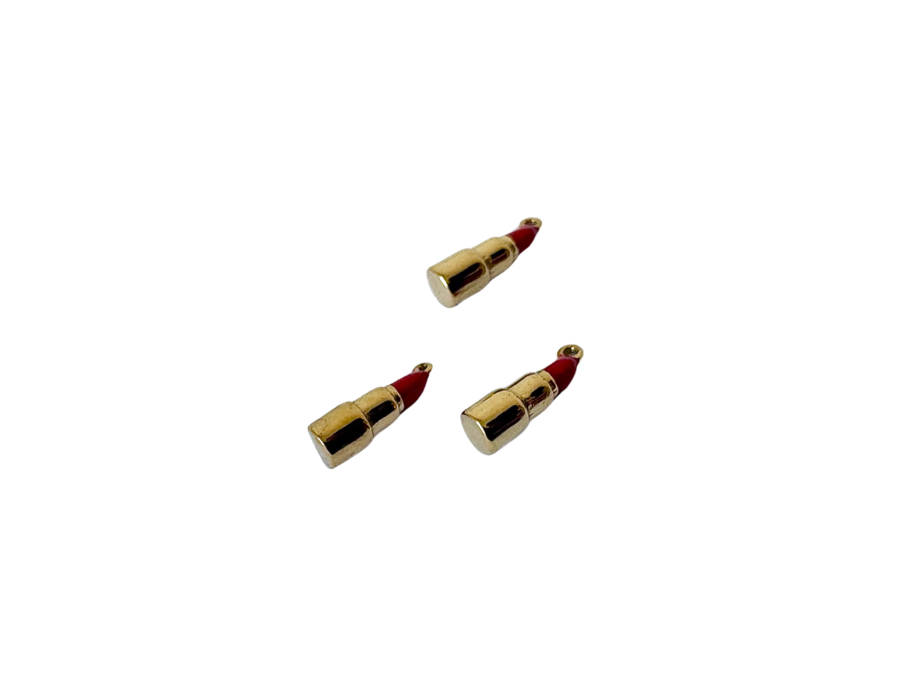 Enamel Lipstick Charm - Stainless Steel PVD