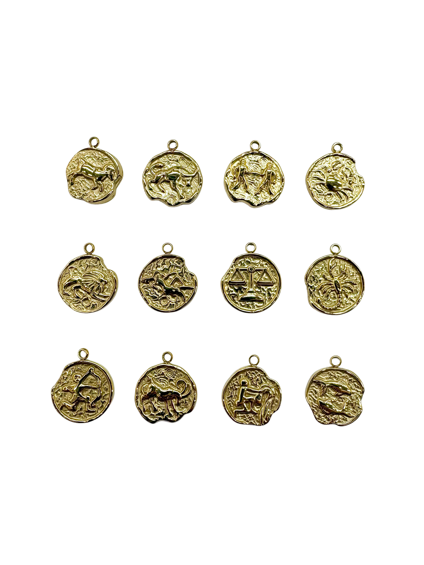 Zodiac Sign Coin Charms, Set of 12