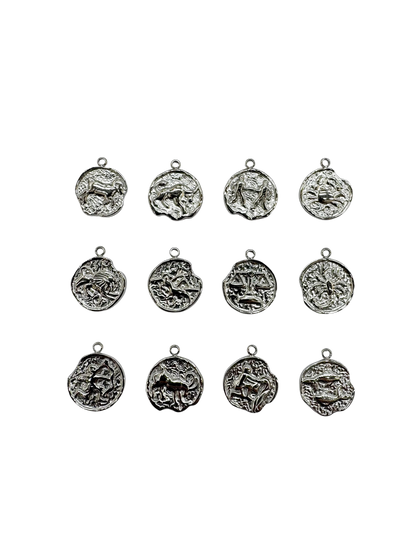 Zodiac Sign Coin Charms, Set of 12