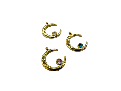 Resting Gemstone Moon Charm