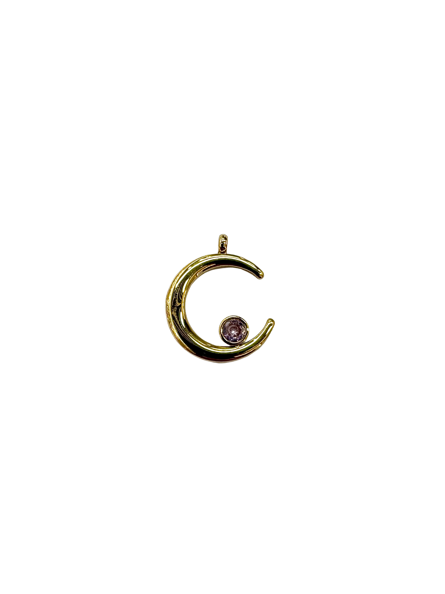 Resting Gemstone Moon Charm