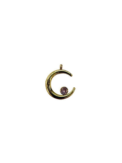 Resting Gemstone Moon Charm