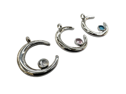 Resting Gemstone Moon Charm