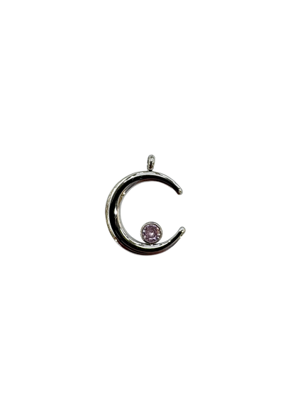Resting Gemstone Moon Charm
