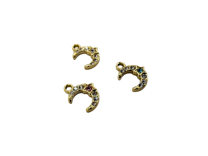 Rhinestone Crescent Moon Charm
