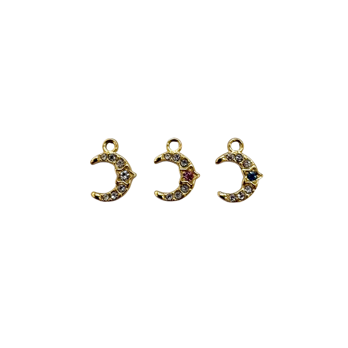 Rhinestone Crescent Moon Charm