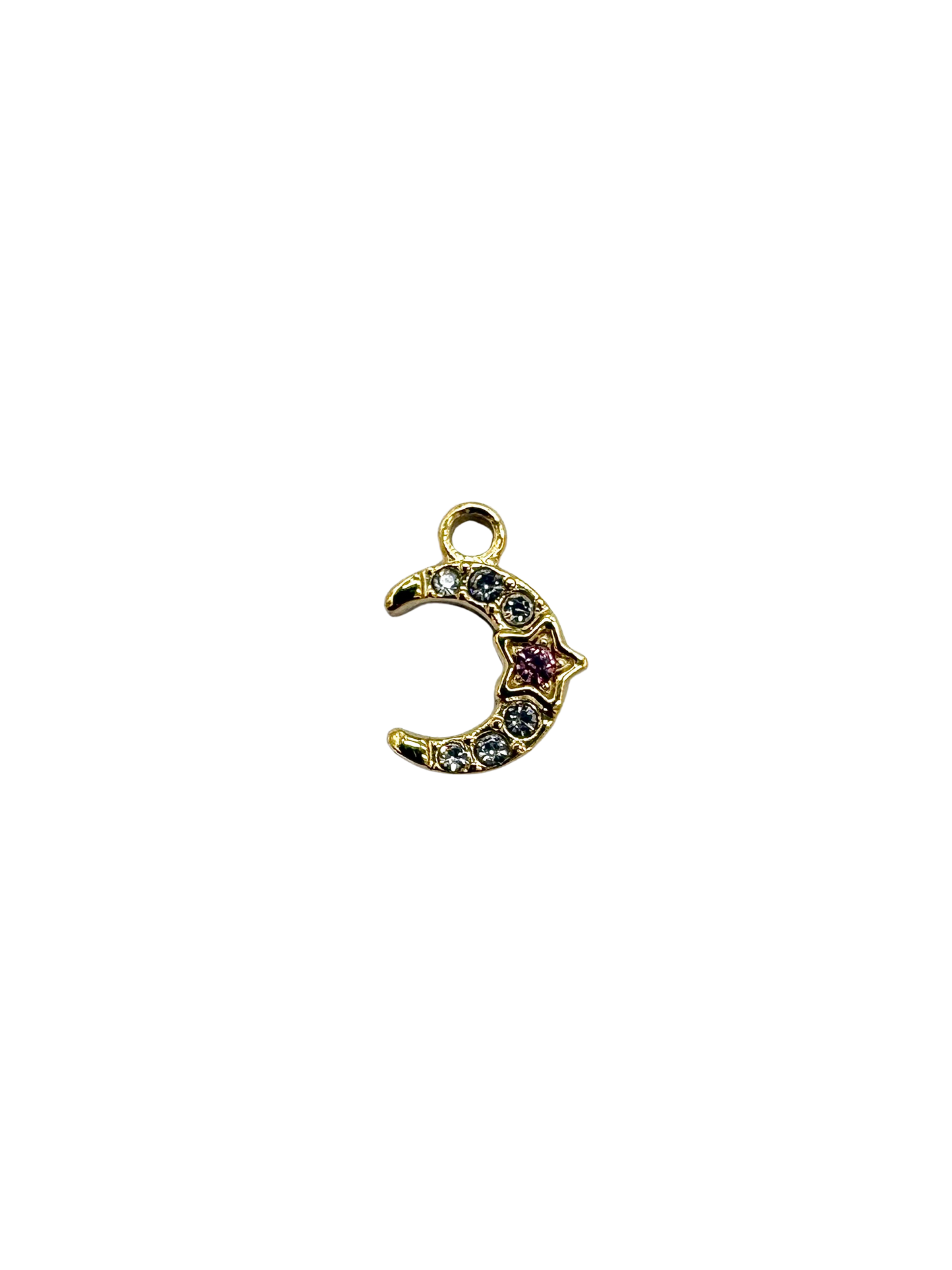 Rhinestone Crescent Moon Charm