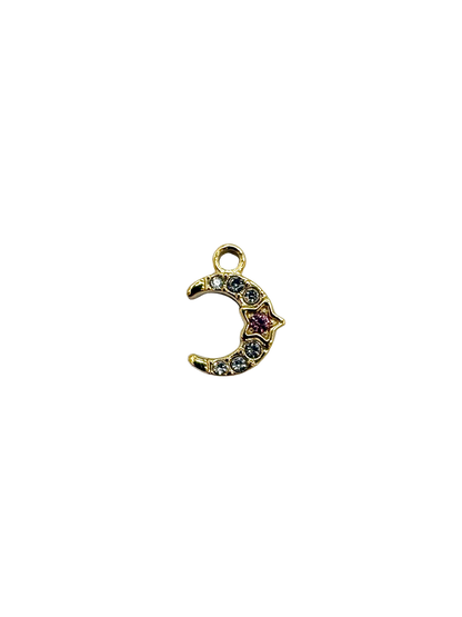 Rhinestone Crescent Moon Charm