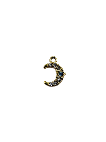 Rhinestone Crescent Moon Charm