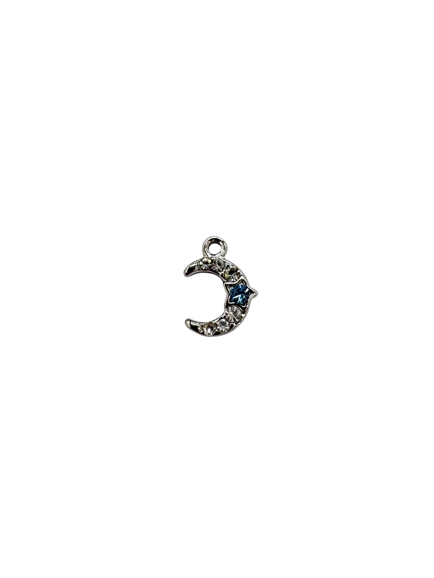 Rhinestone Crescent Moon Charm