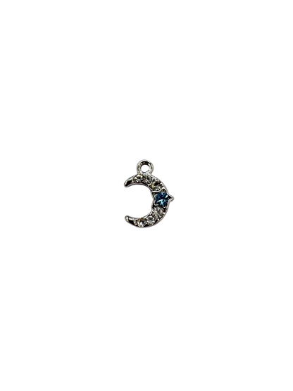 Rhinestone Crescent Moon Charm