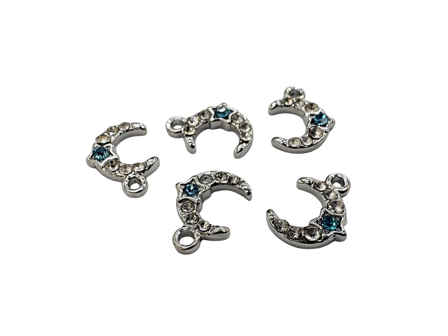 Rhinestone Crescent Moon Charm