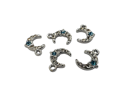 Rhinestone Crescent Moon Charm