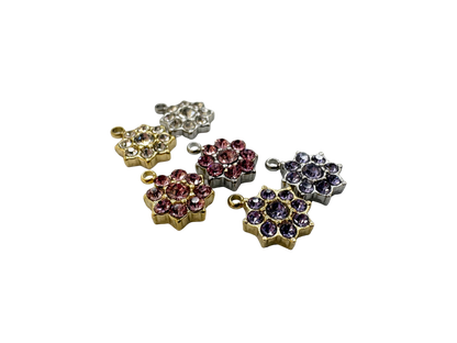 Rhinestone Geometric Flower Charm