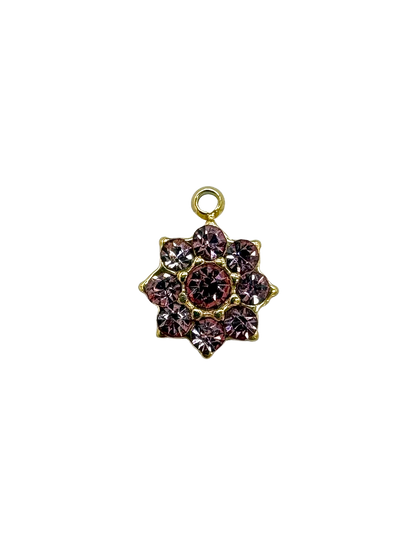 Rhinestone Geometric Flower Charm