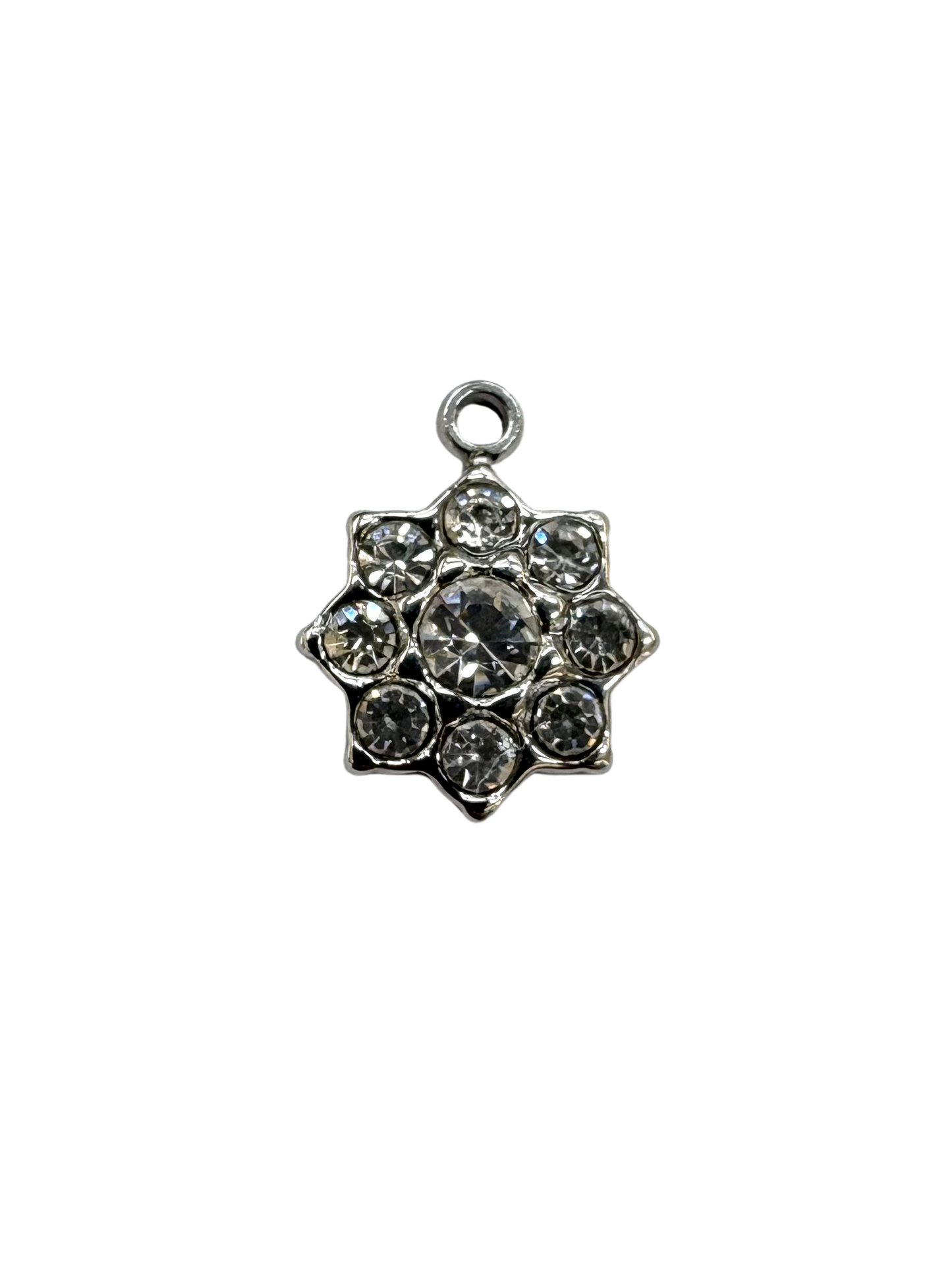 Rhinestone Geometric Flower Charm