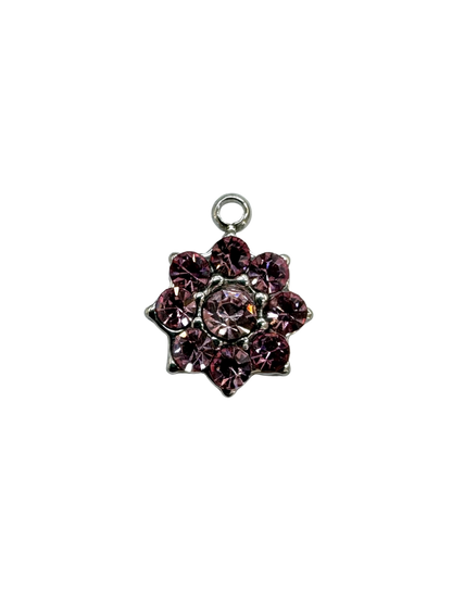 Rhinestone Geometric Flower Charm