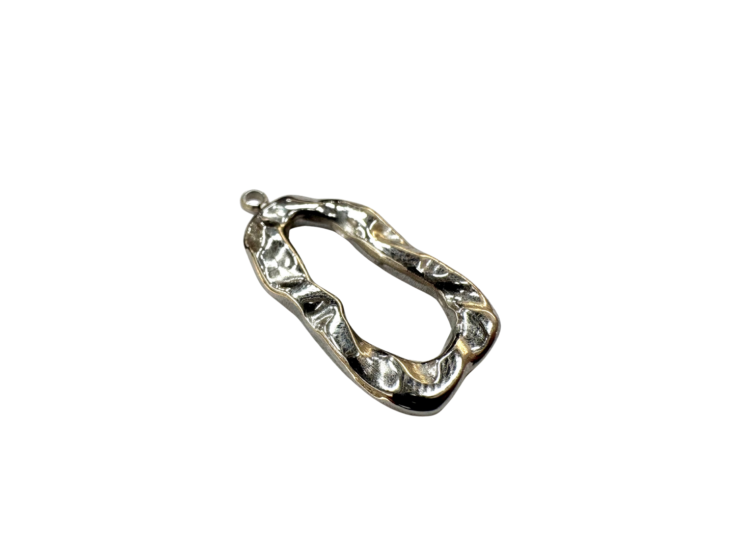 Hammered Abstract Oval Charm